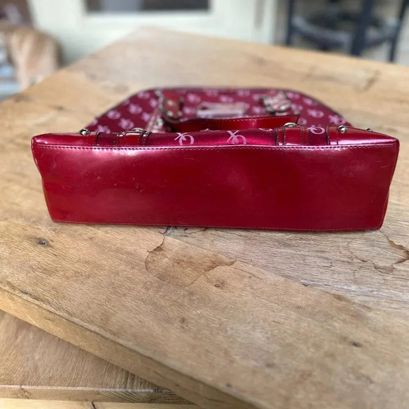 XOXO Red Patent Satchel Shoulder Bag – Monogram Studded Barbiecore Y2K Bling - Picture 8 of 10